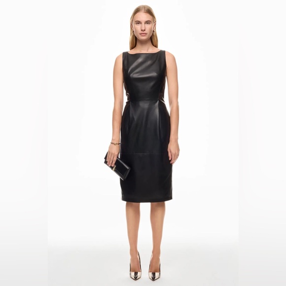 Adam Lippes Boat Neck Leather Midi Dress FLAW - Picture 1 of 11